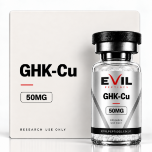 GHK-Cu research peptide vial by Evil Peptides