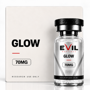 GLOW research peptide vial by Evil Peptides