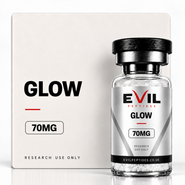 GLOW research peptide vial by Evil Peptides
