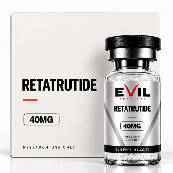 Retatrutide 40mg research peptide vial by Evil Peptides
