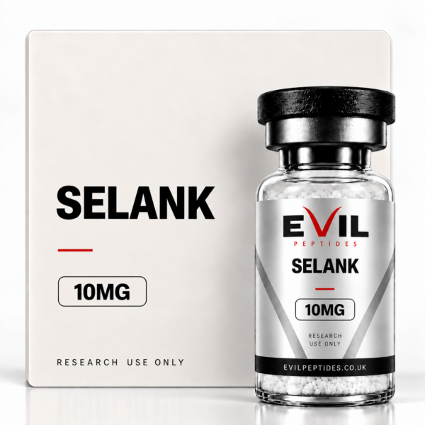 Selank research peptide vial by Evil Peptides