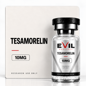 Tesamorelin research peptide vial by Evil Peptides